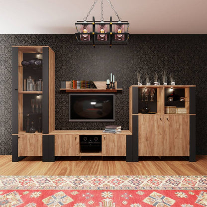 Μπουφές Old Wood Χρυσός Δρυς με Μαύρο 106.2x44xx128.5