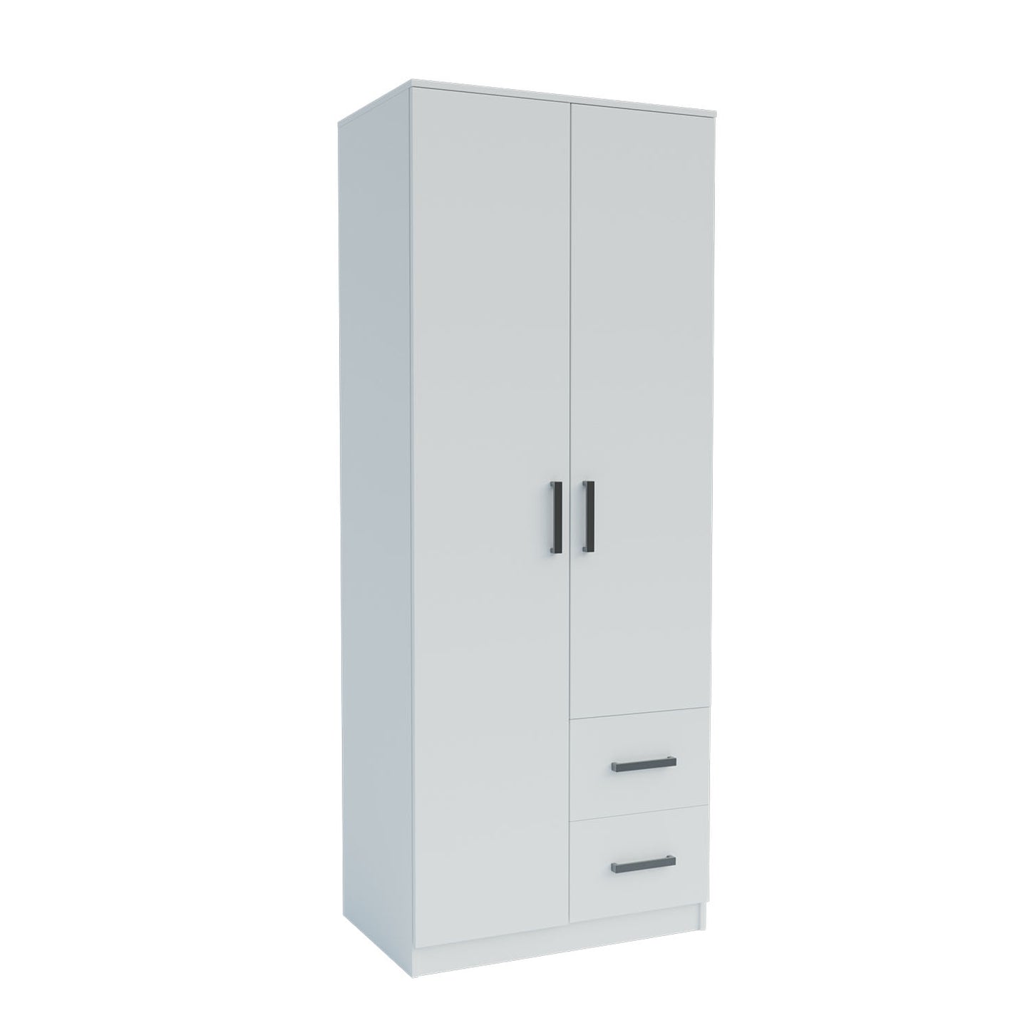 Ντουλάπα Δίφυλλη με Συρτάρια Simple Λευκή 80x52x205