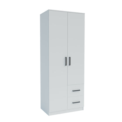 Ντουλάπα Δίφυλλη με Συρτάρια Simple Λευκή 80x52x205