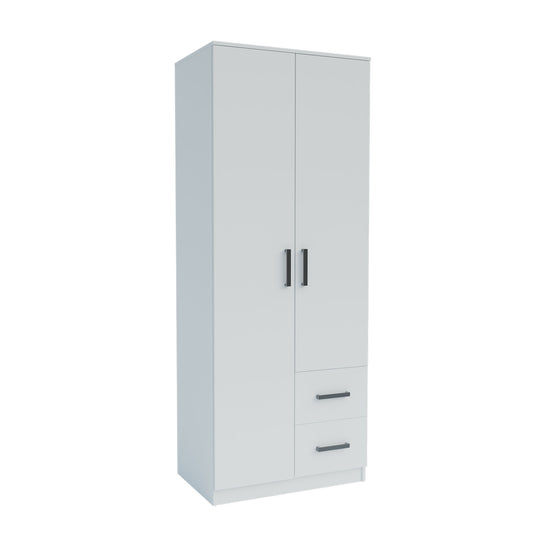 Ντουλάπα Δίφυλλη με Συρτάρια Simple Λευκή 80x52x205