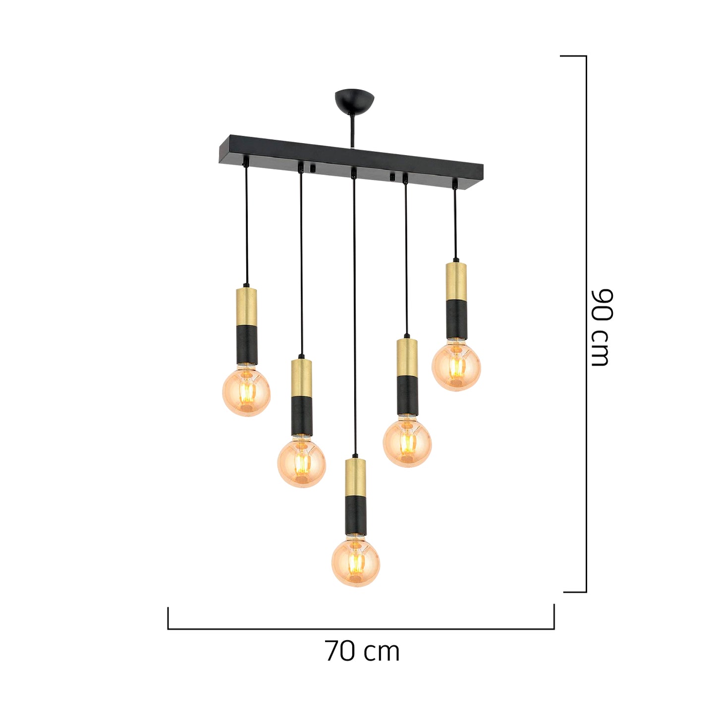 Φωτιστικό Κρεμαστό AQUILA Πεντάφωτο Μαύρο/Χρυσό Μέταλλο 70x90εκ