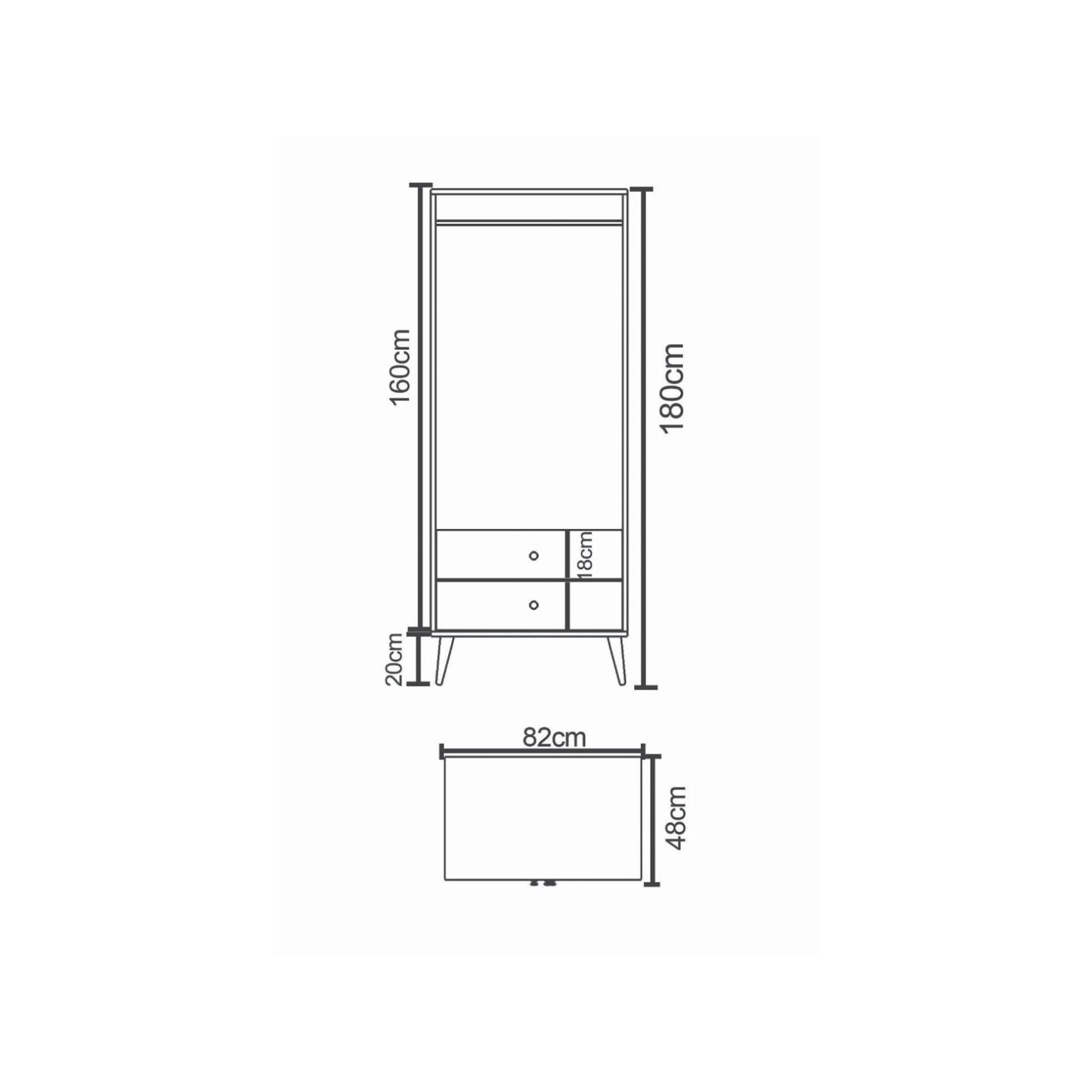 Ντουλάπα Δίφυλλη Amari Δρυς Μοριοσανίδα 82x48x180