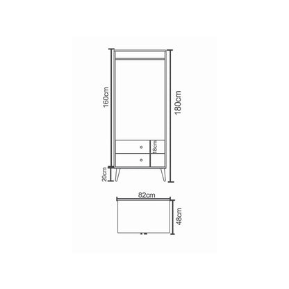 Ντουλάπα Δίφυλλη Amari Δρυς Μοριοσανίδα 82x48x180