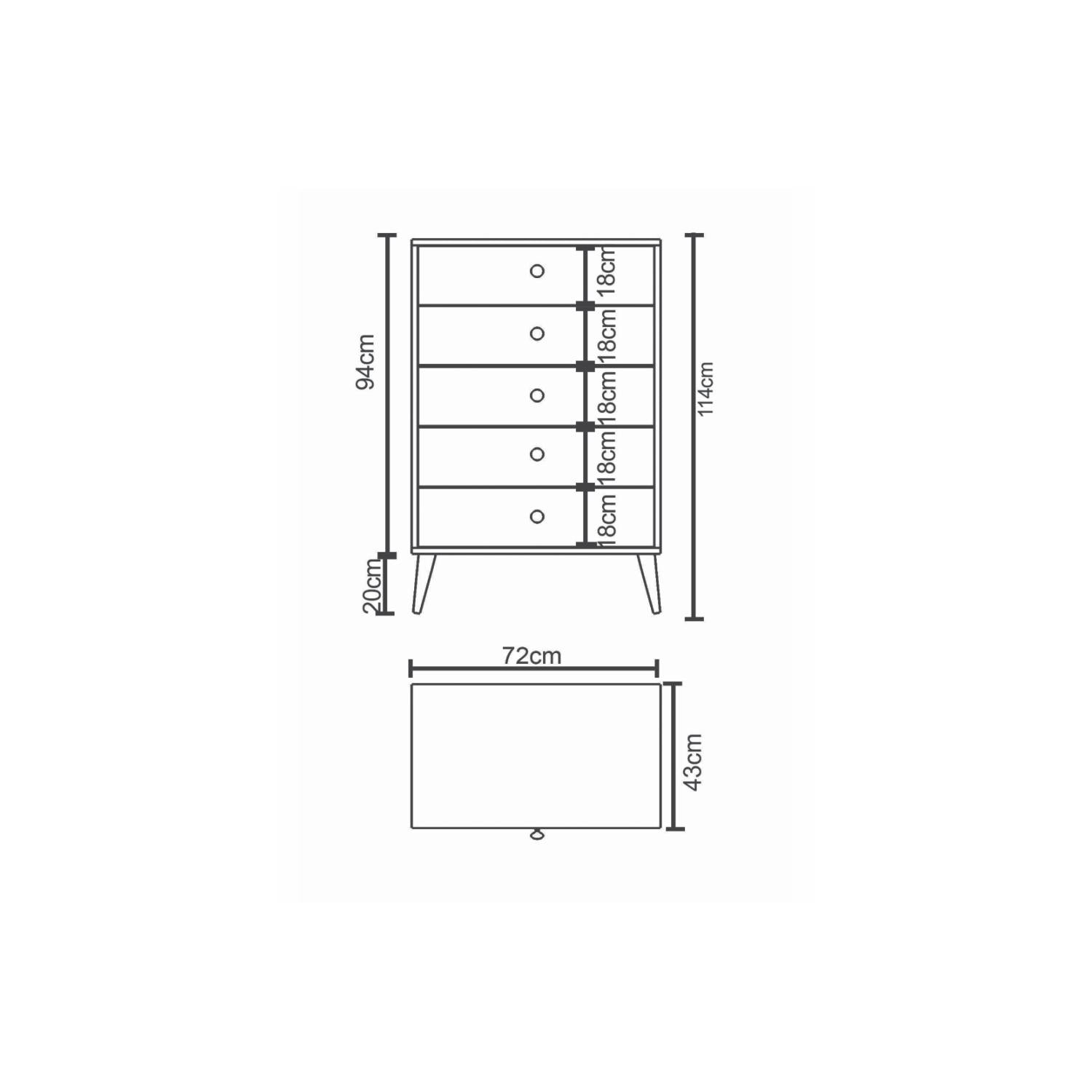 Συρταριέρα AMARI Λευκό Μοριοσανίδα 72x43x114