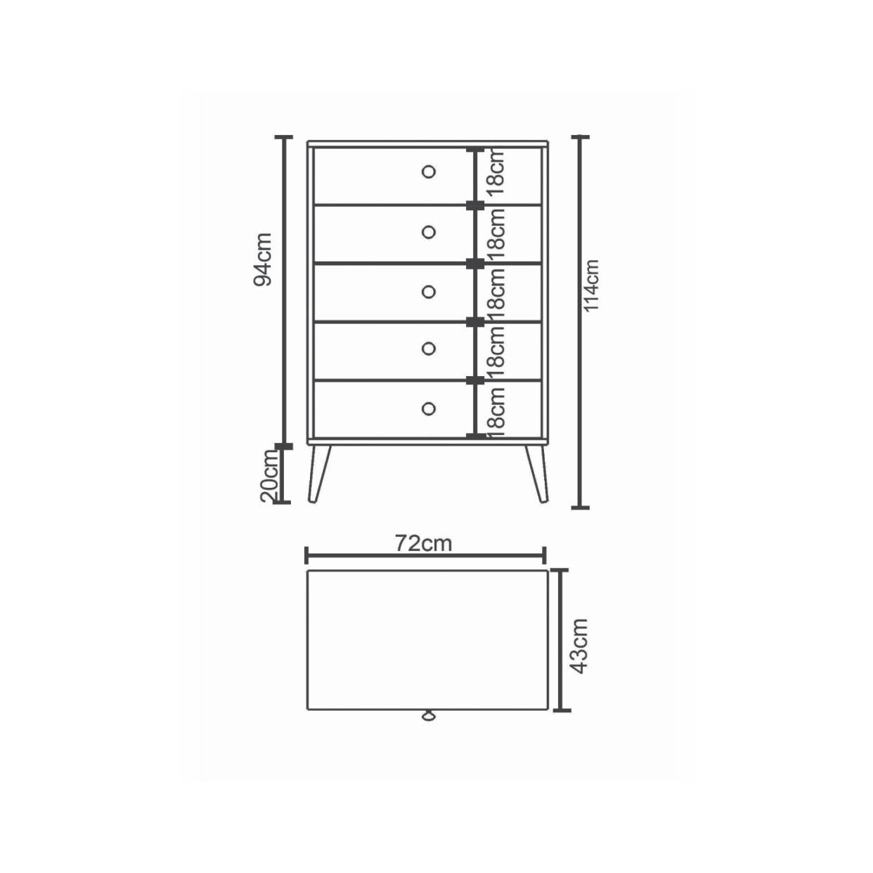 Συρταριέρα AMARI Δρυς Μοριοσανίδα 43x43x114