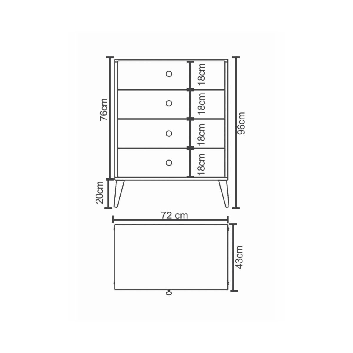 Συρταριέρα AMARI Δρυς/Λευκό Μοριοσανίδα 72x43x96