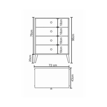 Συρταριέρα AMARI Δρυς/Λευκό Μοριοσανίδα 72x43x96