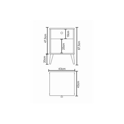 Κομοδίνο Amari Δρυς Μοριοσανίδα 43x43x67.5