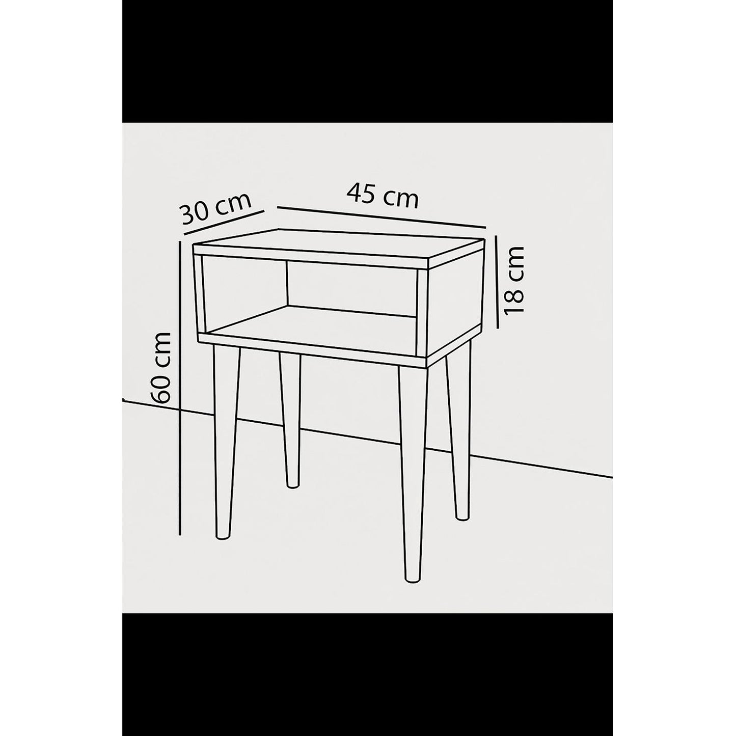 Κομοδίνο Ganiru Λευκό Μοριοσανίδα/Ξύλο 45x30x60