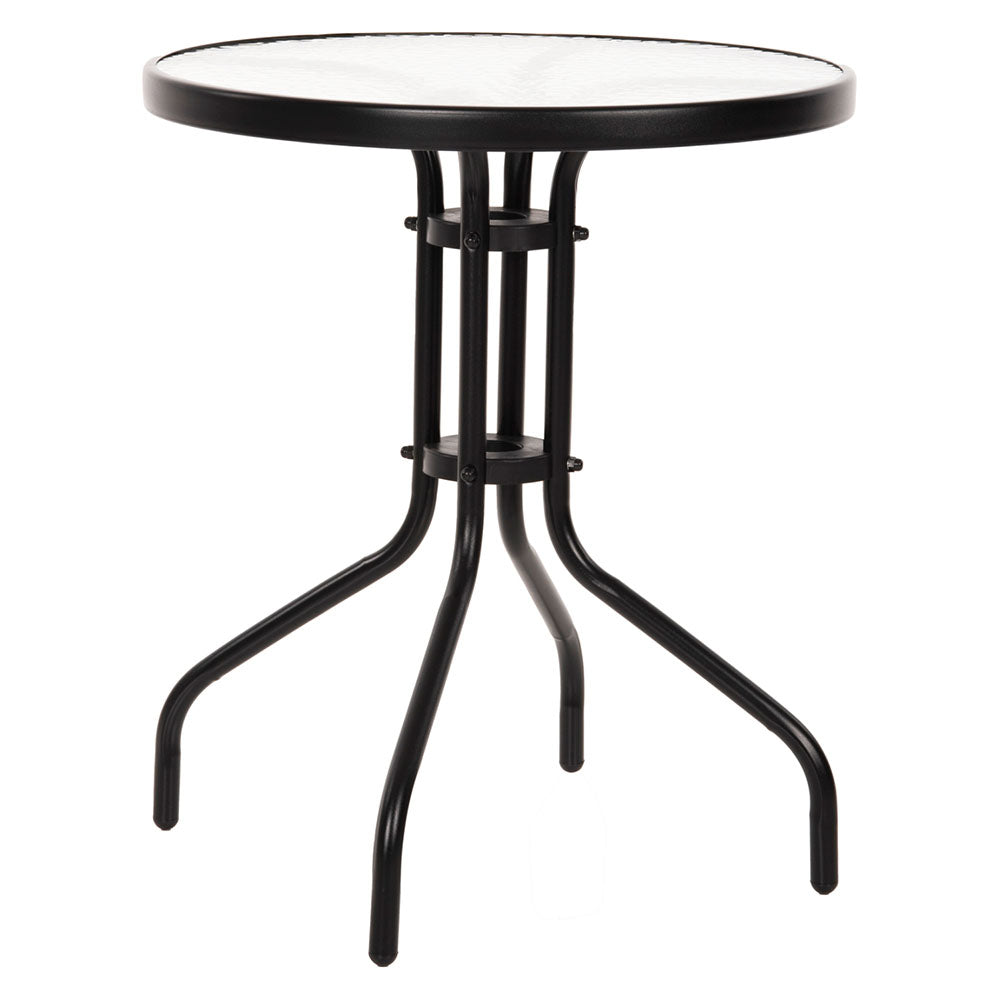 Τραπέζι Adam Μαύρο με Γυάλινη Επιφάνεια Φ60x68