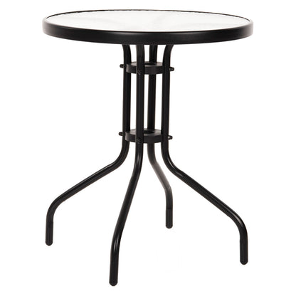 Τραπέζι Adam Μαύρο με Γυάλινη Επιφάνεια Φ60x68