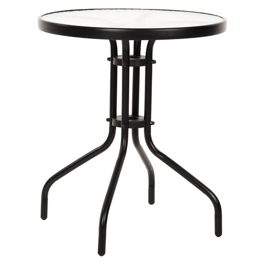 Τραπέζι Adam Μαύρο με Γυάλινη Επιφάνεια Φ60x68