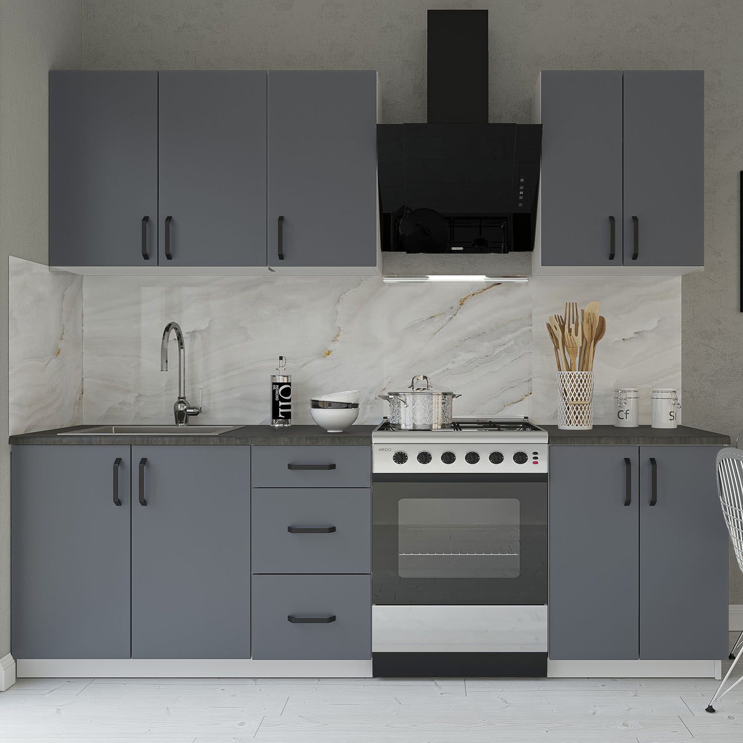 Melisa Modest 6 Piece Kitchen Set Charcoal