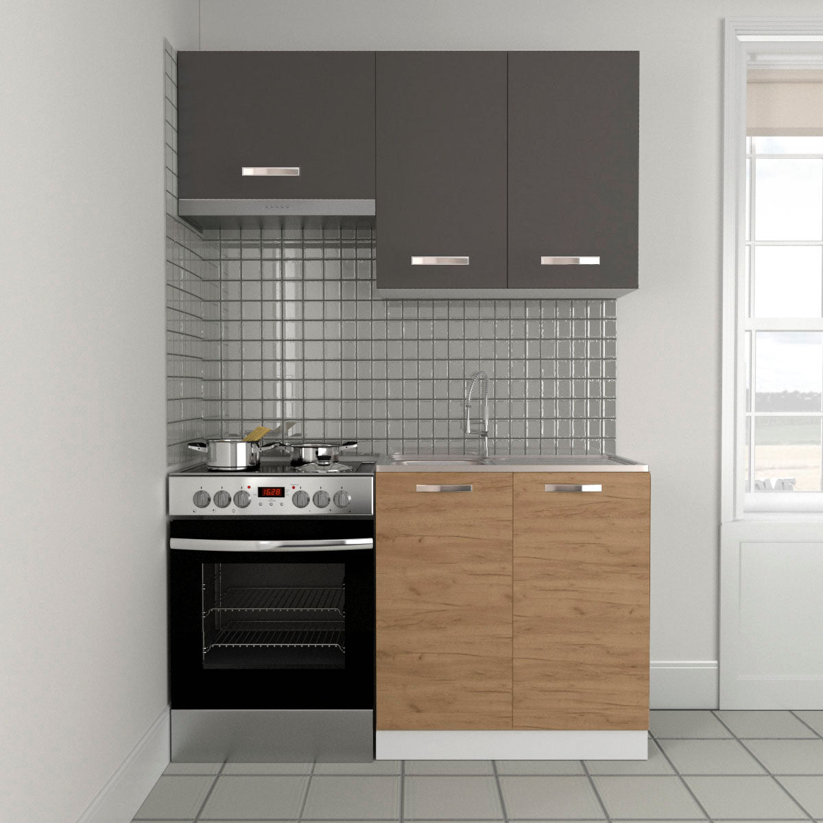 Κουζίνα Charlotte Σετ 140 Χρυσό Δρυς-Γραφίτη