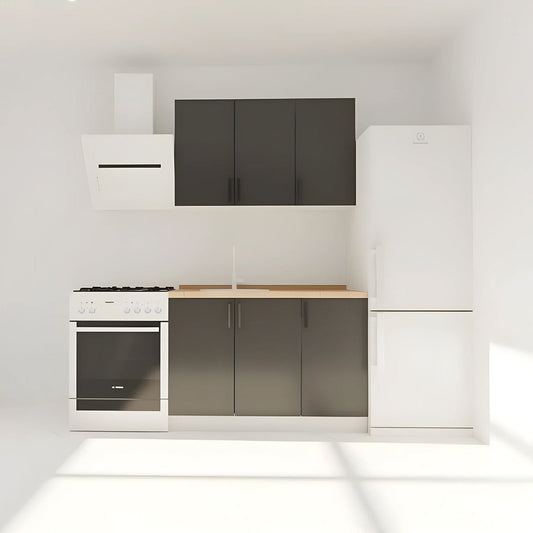 Κουζίνα Modest Σετ 4 Κουτιών Ανθρακί Άνω Κουτιά 120εκ Κάτω 120εκ