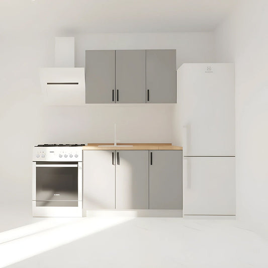 Κουζίνα Modest Σετ 4 Κουτιών Γκρι Άνω Κουτιά 120εκ Κάτω 120εκ