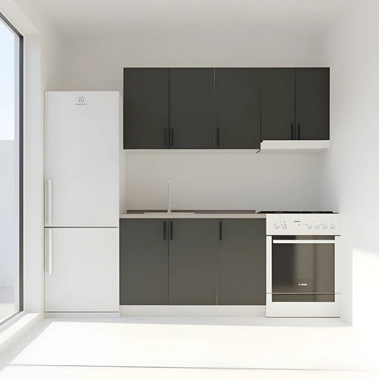 Κουζίνα Modest Σετ 5 Κουτιών Ανθρακί Άνω Κουτιά 170εκ Κάτω 110εκ