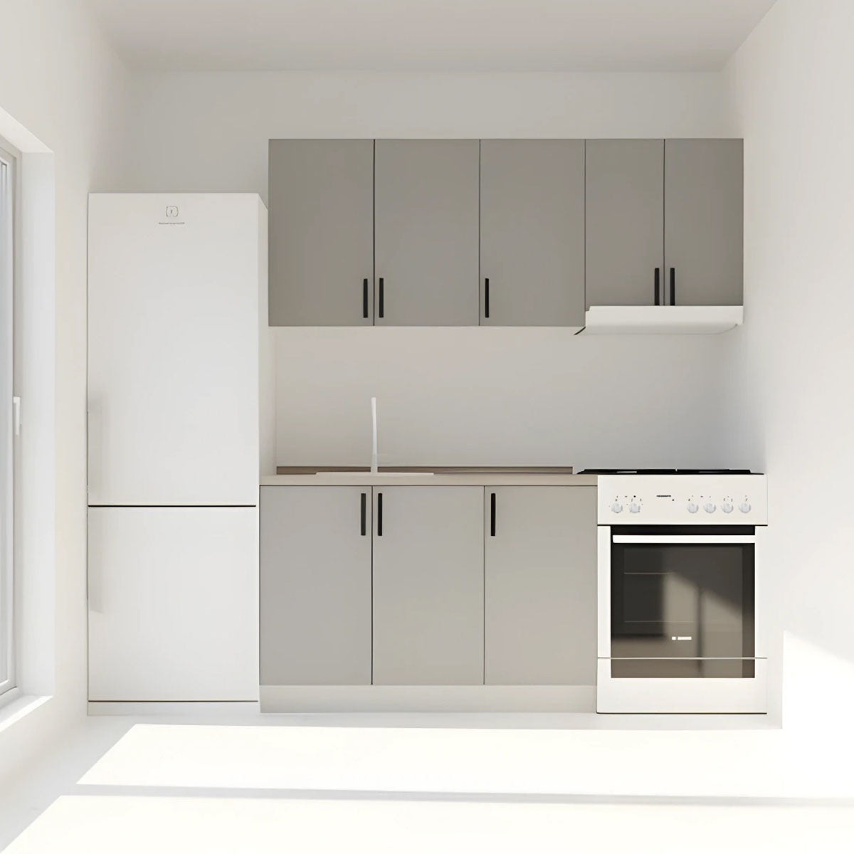 Κουζίνα Modest Σετ 5 Κουτιών Γκρι Άνω Κουτιά 170εκ Κάτω 110εκ