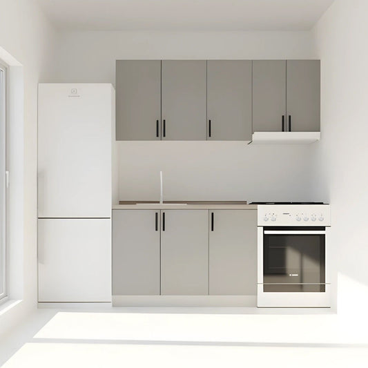 Κουζίνα Modest Σετ 5 Κουτιών Γκρι Άνω Κουτιά 170εκ Κάτω 110εκ