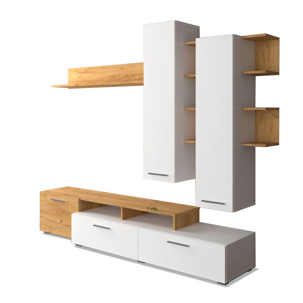 Σύνθεση Τηλεόρασης Astin 203x45.3x180 Χρυσός Δρυς με Λευκό