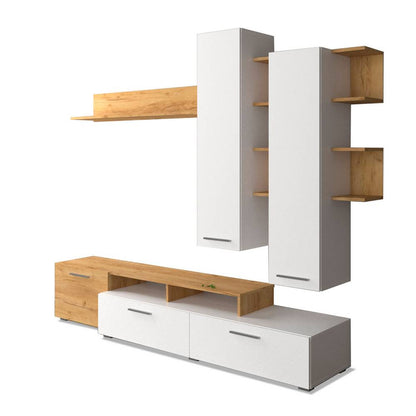 Σύνθεση Τηλεόρασης Astin 203x45.3x180 Χρυσός Δρυς με Λευκό