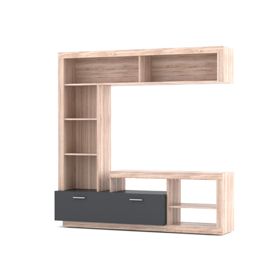 Σύνθεση Τηλεόρασης Floks Sonoma (Φυσικός Δρυς)-Γραφίτης 170x41x170