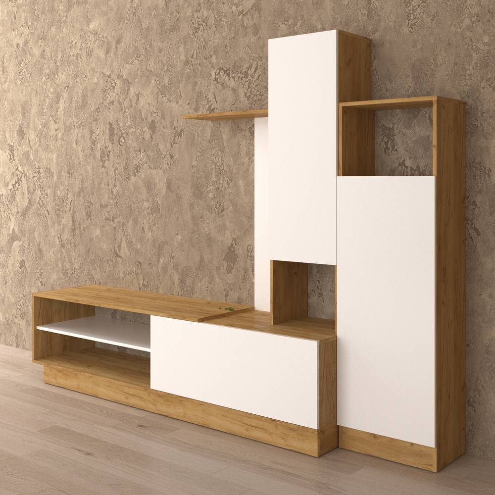 Σύνθεση Τηλεόρασης Melisa Χρυσός Δρυς με Λευκό 240x45x180