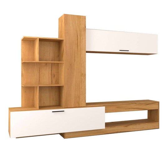 Σύνθεση Τηλεόρασης Omela 260x42x193 Χρυσός Δρυς με Λευκό