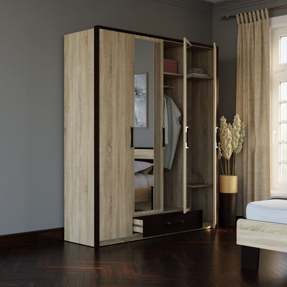 Ντουλάπα Τετράφυλλη Scarlet Sonoma-Wenge 180x58x212