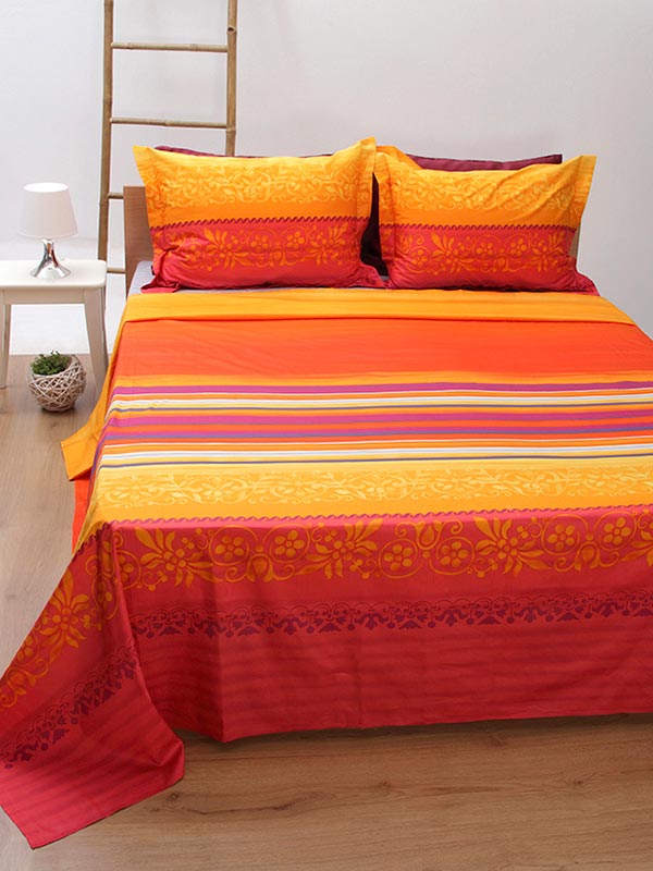 Σετ Σεντόνια Satin Εμπριμέ 50204 Υπέρδιπλο 235x260εκ