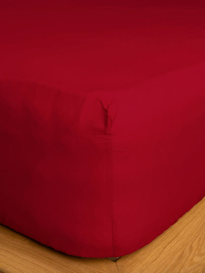 Κατωσέντονο Cotton Feelings με Λάστιχο 113 Red Υπέρδιπλο 180x200+30εκ