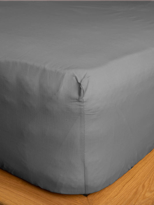 Κατωσέντονο Cotton Feelings με Λάστιχο 107 Dark Grey Υπέρδιπλο 180x200+30εκ