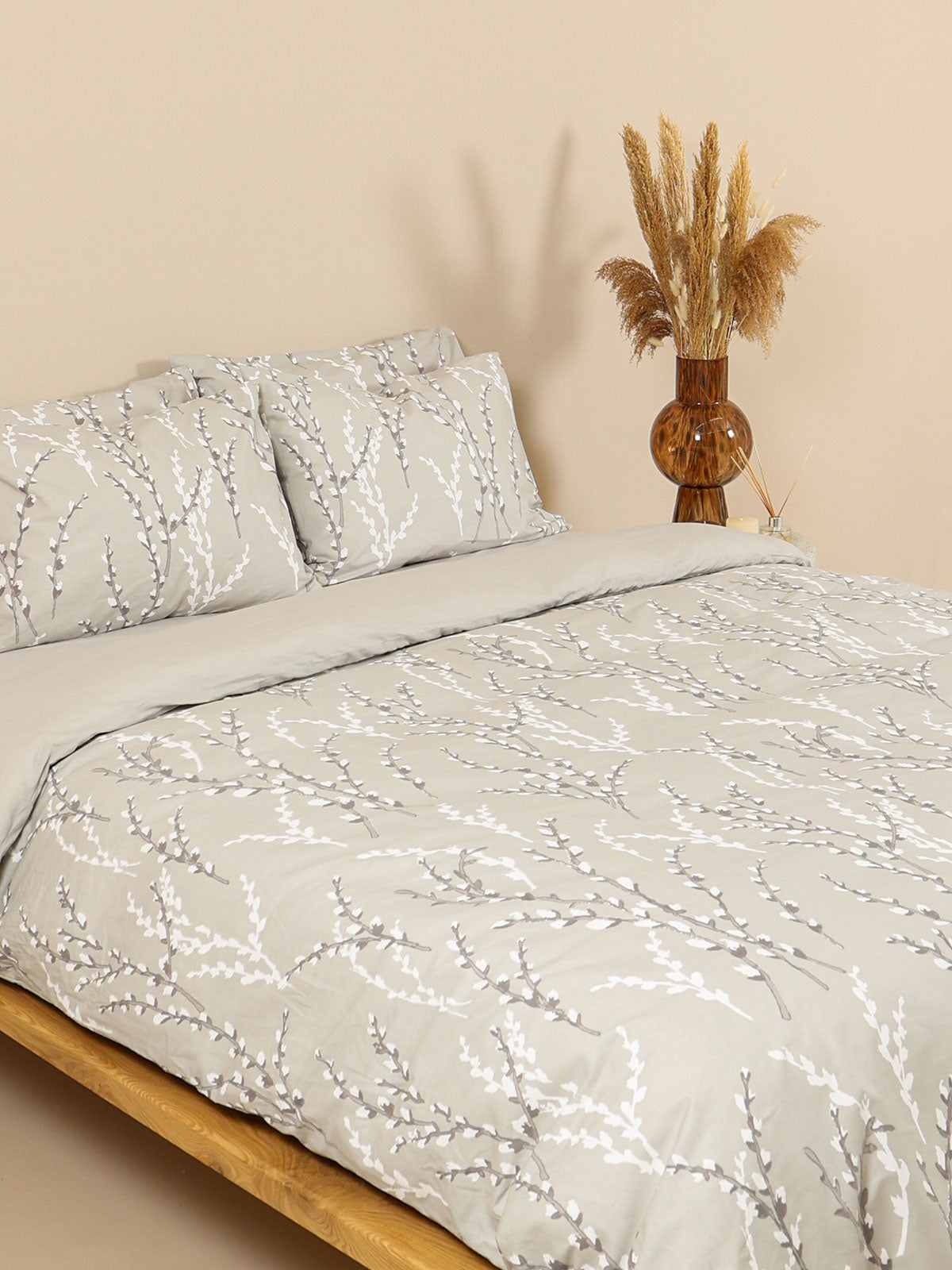 Σετ Σεντόνια Cotton Feelings 2054 Grey Μονό με Λάστιχο 105x205+30εκ