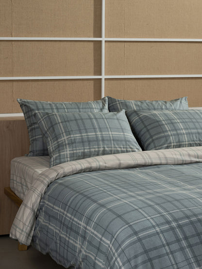 Σετ Σεντόνια Cotton Feelings 2066 Aqua Μονό με Λάστιχο 105x205+30εκ