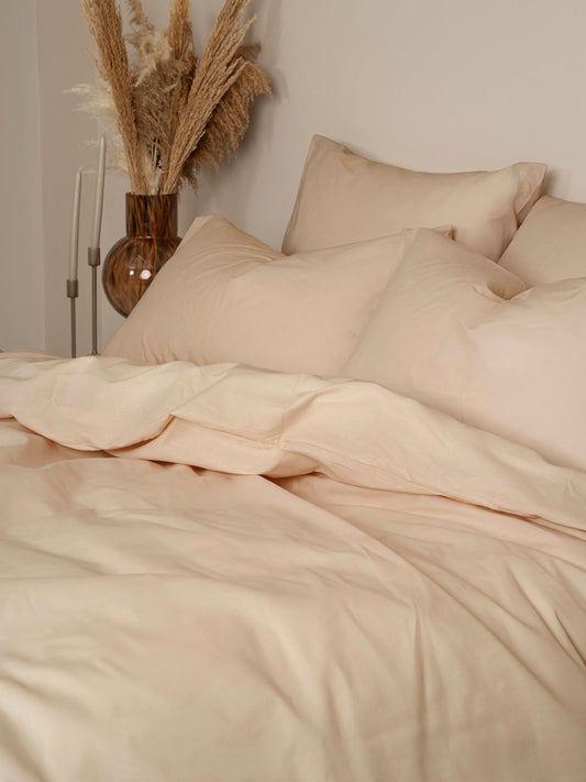 Σετ Σεντόνια Cotton Feelings 110 Beige Μονό με Λάστιχο 105x205+30εκ