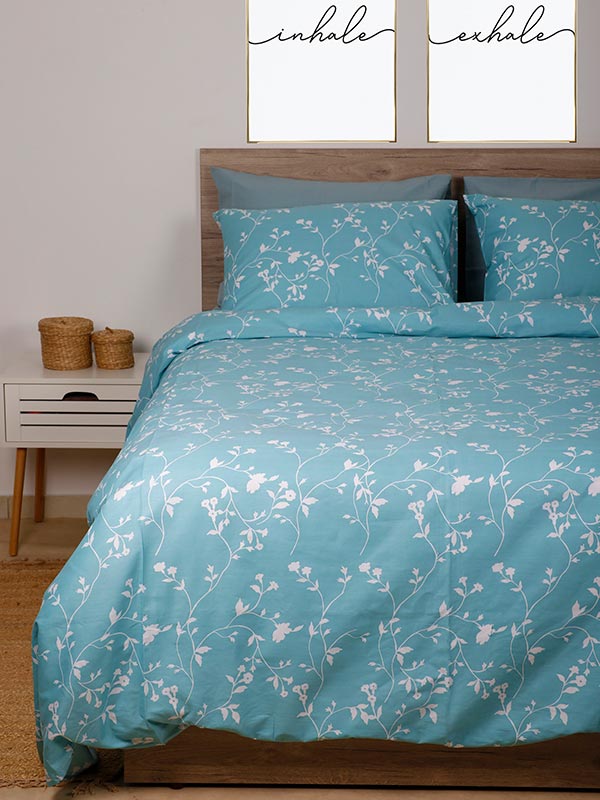 Σετ Σεντόνια Cotton Feelings 924 Aqua Μονό 165x270εκ
