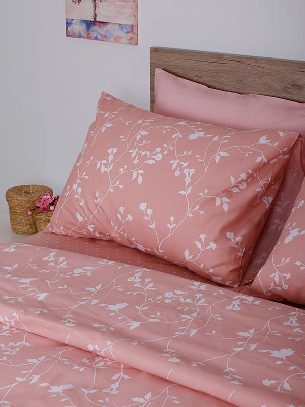 Σετ Σεντόνια Cotton Feelings 924 Pink Μονό 165x270εκ