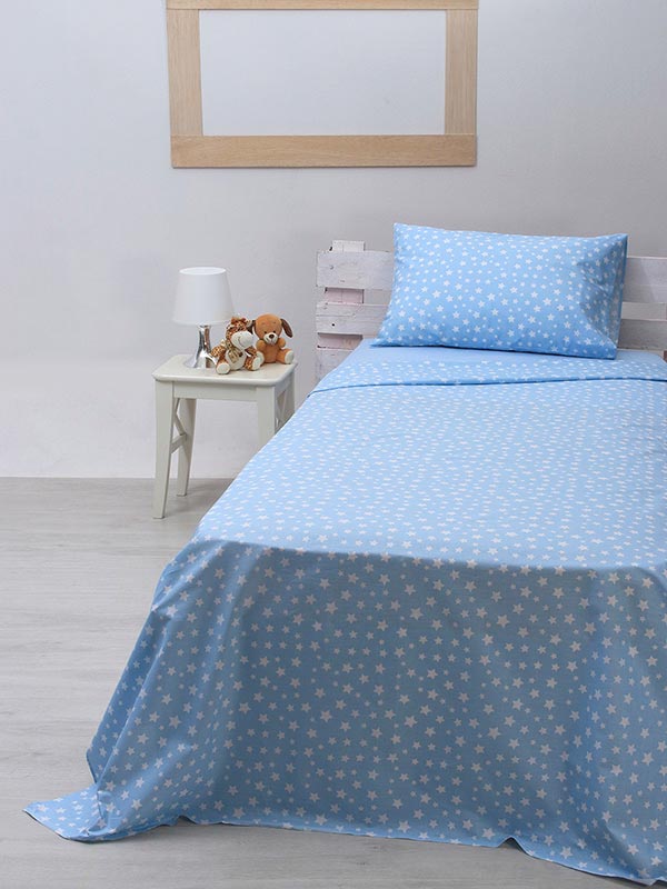 Σετ Σεντόνια Cotton Feelings 22 Blue Μονό 165x270εκ