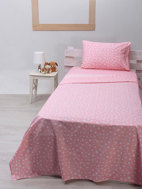 Σετ Σεντόνια Cotton Feelings 22 Pink Μονό 165x270εκ