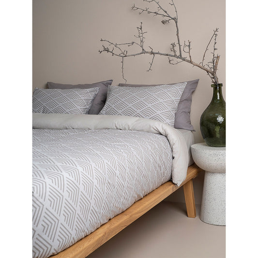 Σετ Σεντόνια Cotton Feelings 2048 Grey Διπλό με Λάστιχο 150x205+30εκ