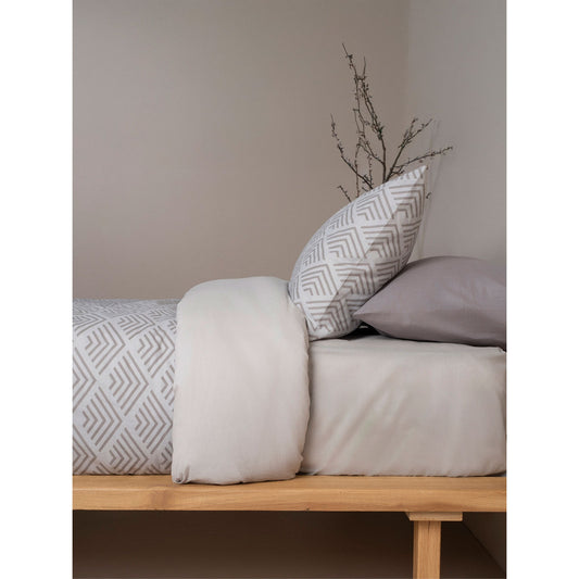 Σετ Σεντόνια Cotton Feelings 2048 Grey Διπλό με Λάστιχο 150x205+30εκ