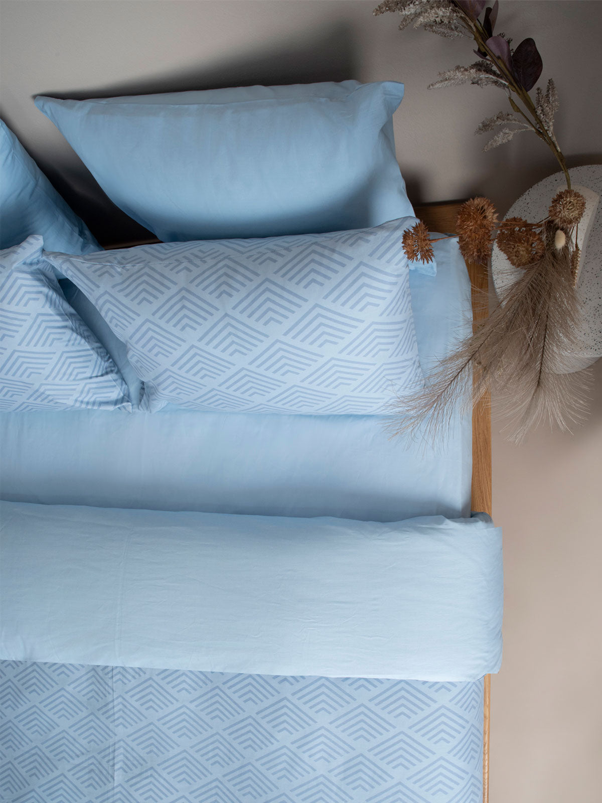 Σετ Σεντόνια Cotton Feelings 2048 Blue Διπλό με Λάστιχο 150x205+30εκ