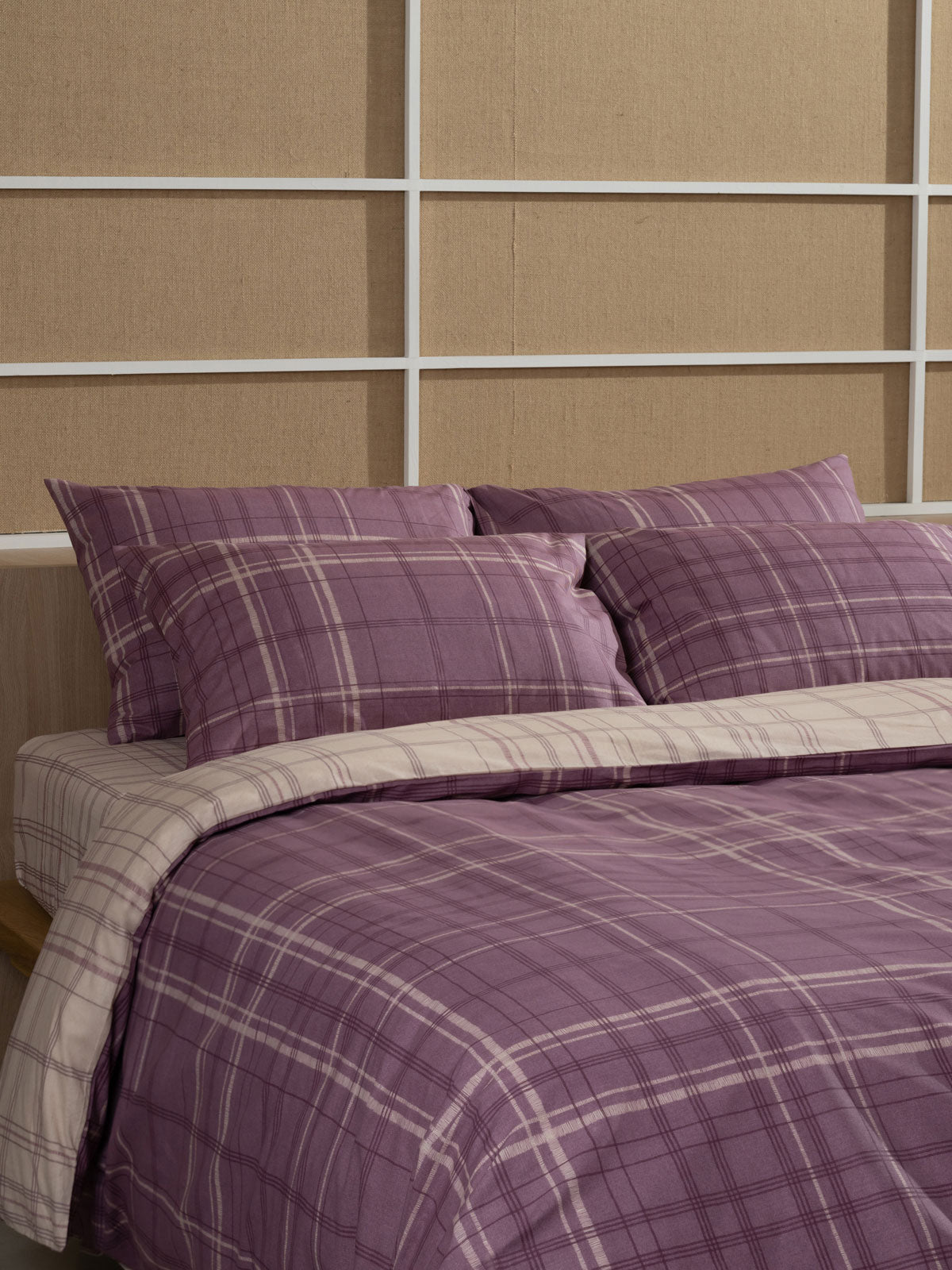 Σετ Σεντόνια Cotton Feelings 2066 Mauve Διπλό με Λάστιχο 150x205+30εκ