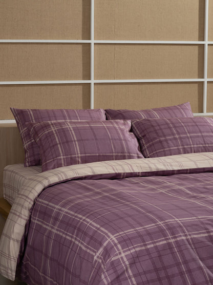 Σετ Σεντόνια Cotton Feelings 2066 Mauve Διπλό με Λάστιχο 150x205+30εκ