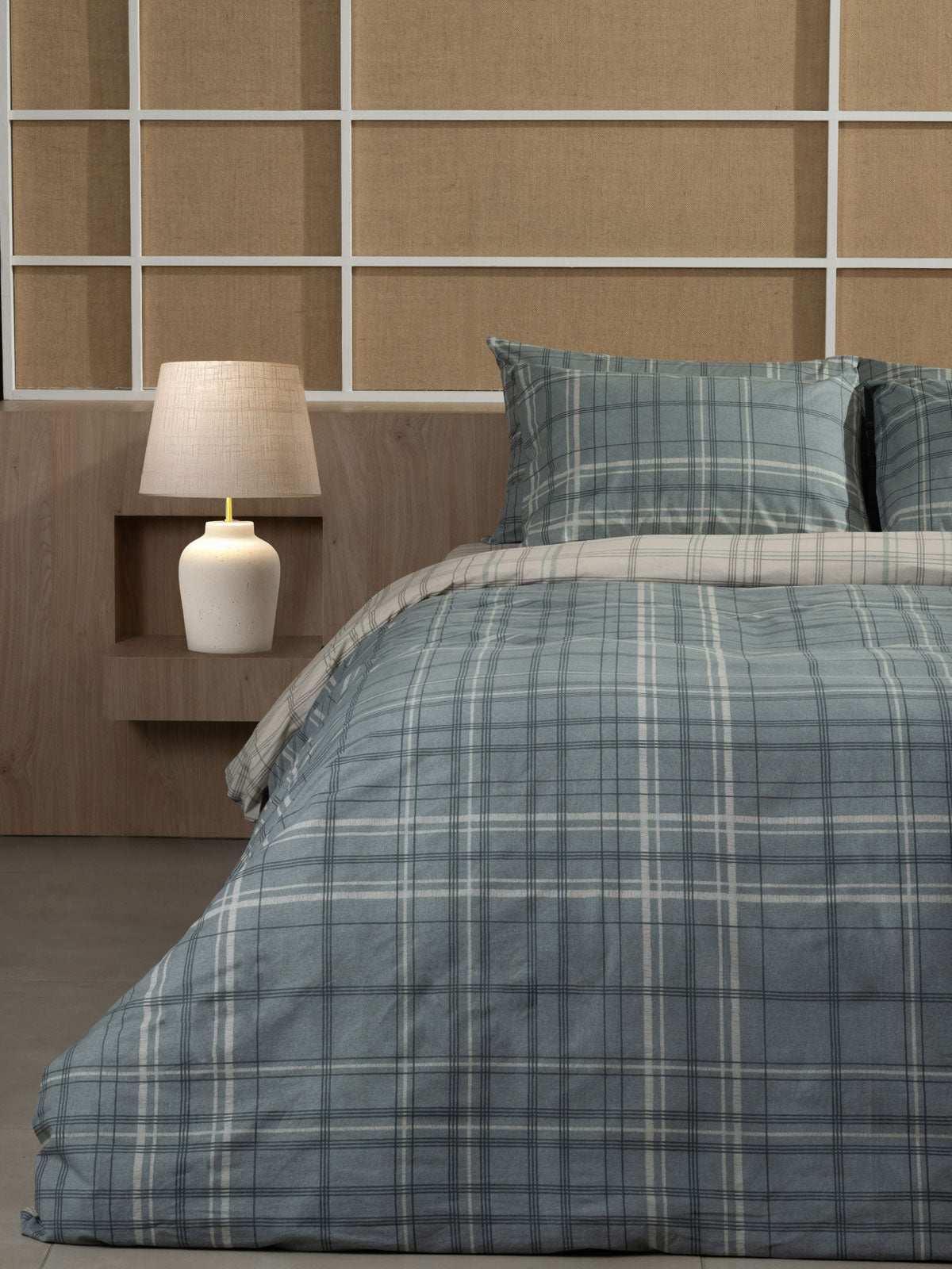 Σετ Σεντόνια Cotton Feelings 2066 Aqua Διπλό με Λάστιχο 150x205+30εκ