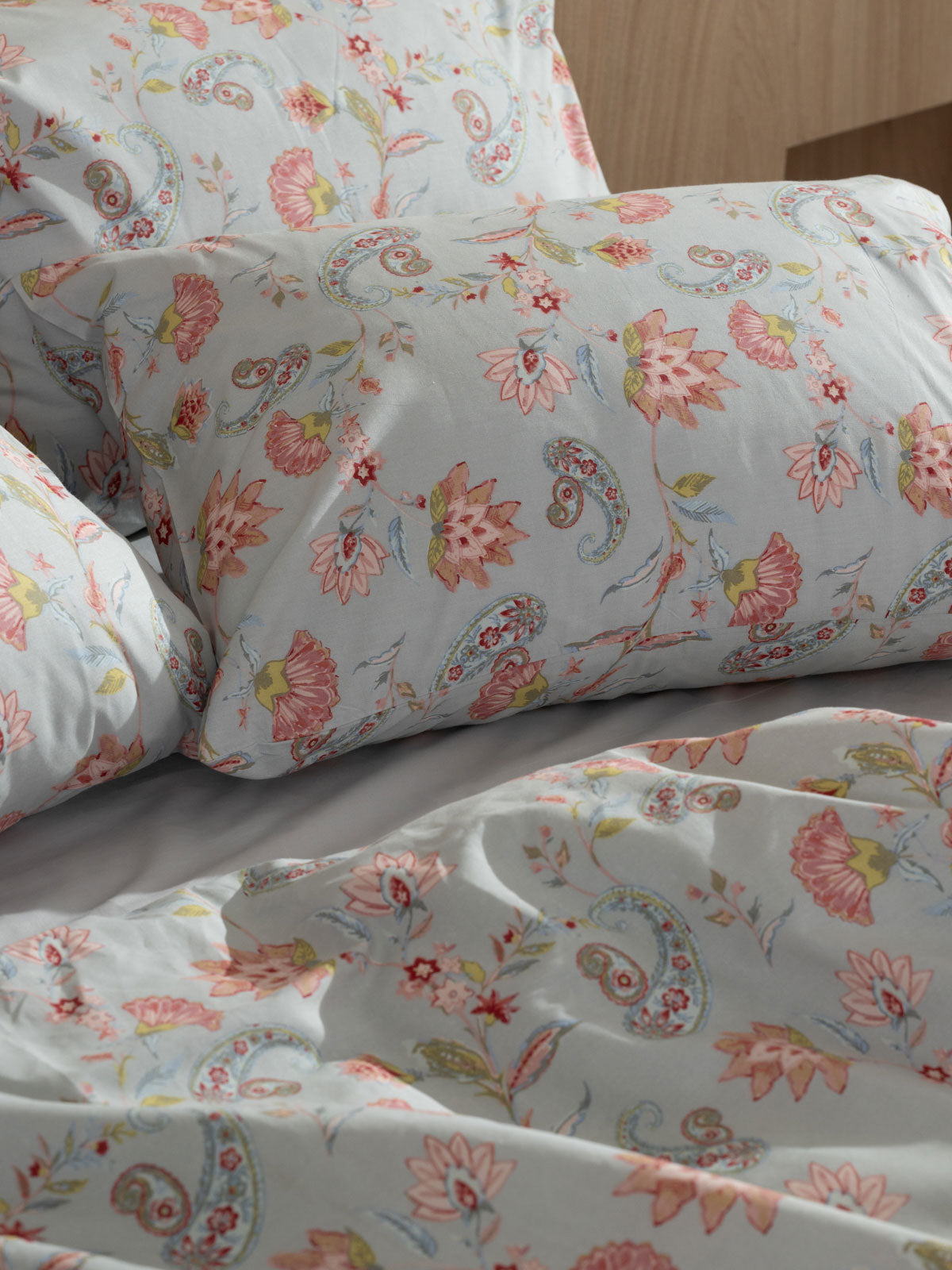 Σετ Σεντόνια Cotton Feelings 2068 Grey Διπλό με Λάστιχο 150x205+30εκ