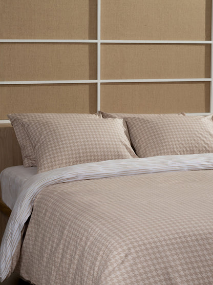 Σετ Σεντόνια Cotton Feelings 2064 Beige Διπλό με Λάστιχο 150x205+30εκ