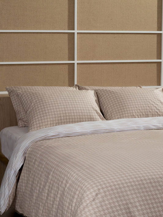 Σετ Σεντόνια Cotton Feelings 2064 Beige Διπλό με Λάστιχο 150x205+30εκ