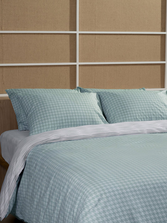 Σετ Σεντόνια Cotton Feelings 2064 Aqua Διπλό με Λάστιχο 150x205+30εκ