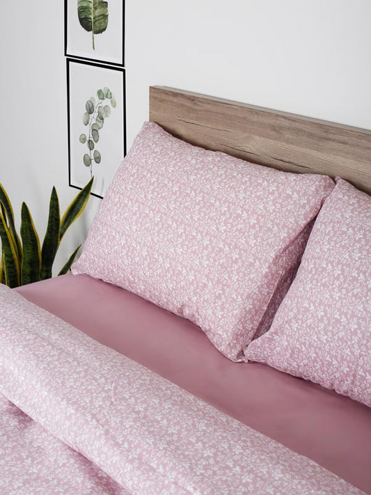 Σετ Σεντόνια Cotton Feelings 920 Pink Διπλό με Λάστιχο 150x205+30εκ